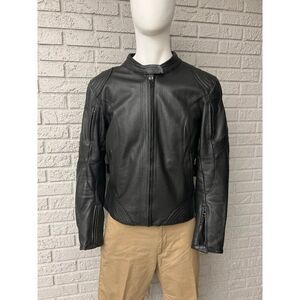 FieldSheer Black Men Armored Leather Motorcycle Jacket Size 14